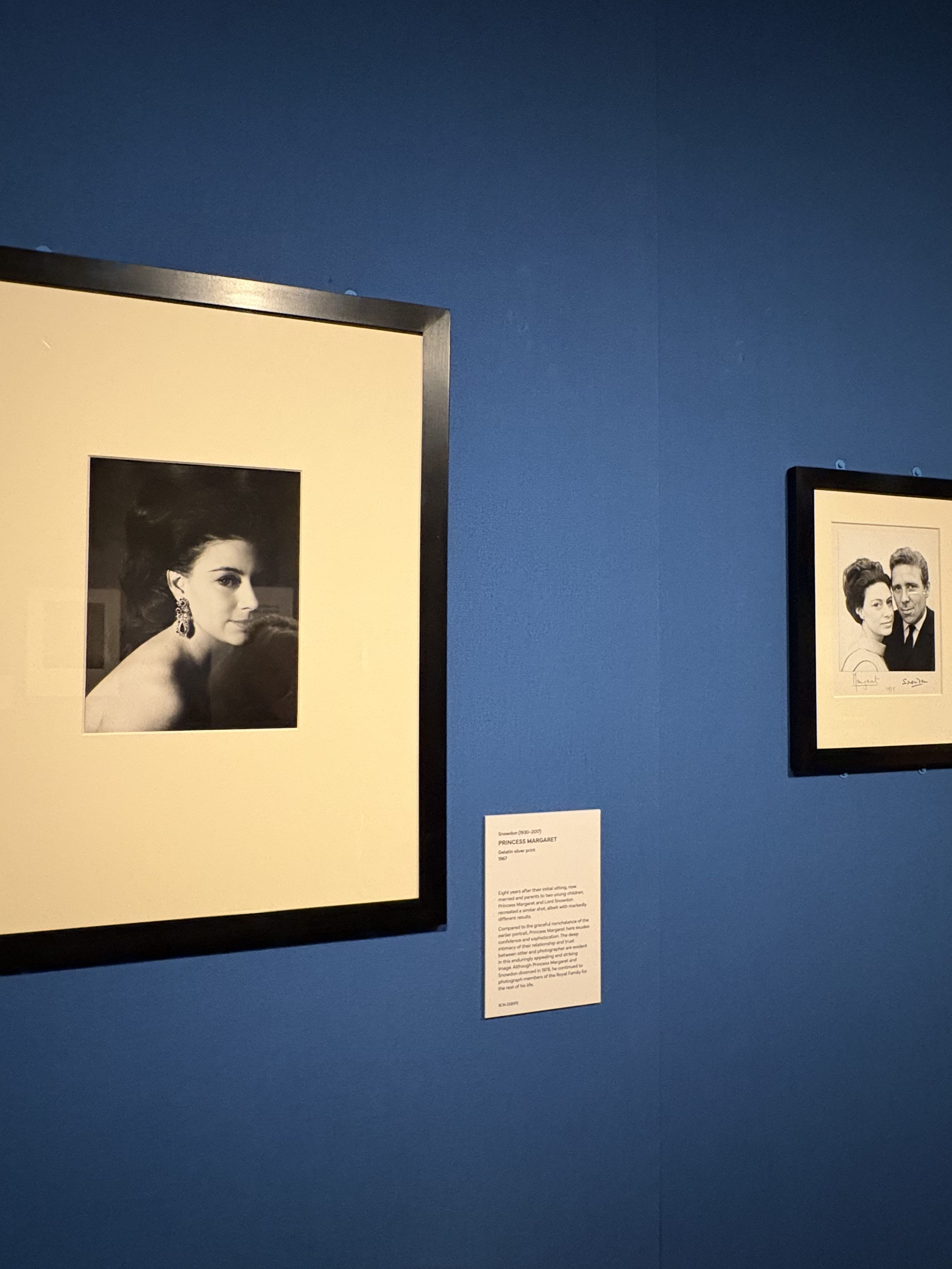 Princess Margaret looks over her shoulder in a black framed image taken by Snowdon.